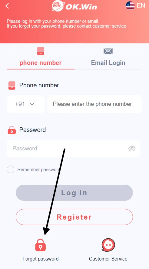 Click the forgot password